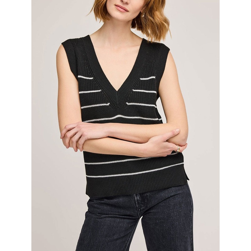 Tanner Vest Sweater|XS|SM|MED|BLACK STRIPE