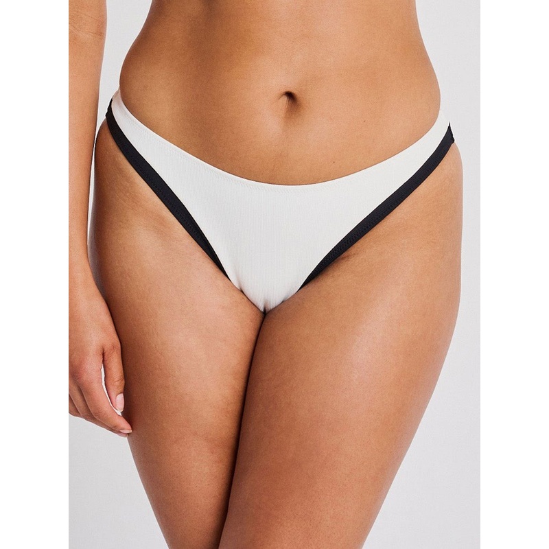 Recycled Rib High Leg Contrast Bikini Bottom