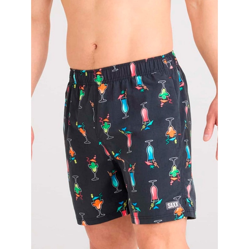 Go Coastal Volley 2N1 15 Swizzles & Straws-Black Swim Trunk Shorts