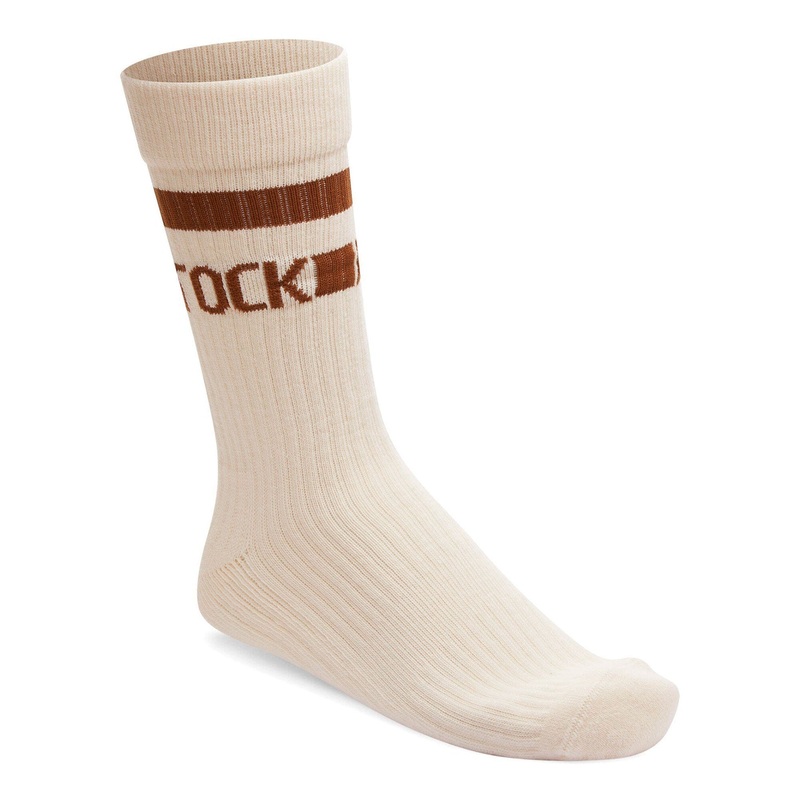 Cotton Stripe Eggshell/Brown Socks