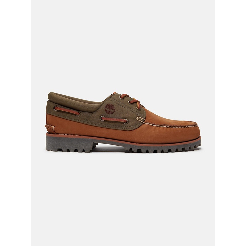 Authentic 3-Eye Boat Medium Brown Nubuck Shoes