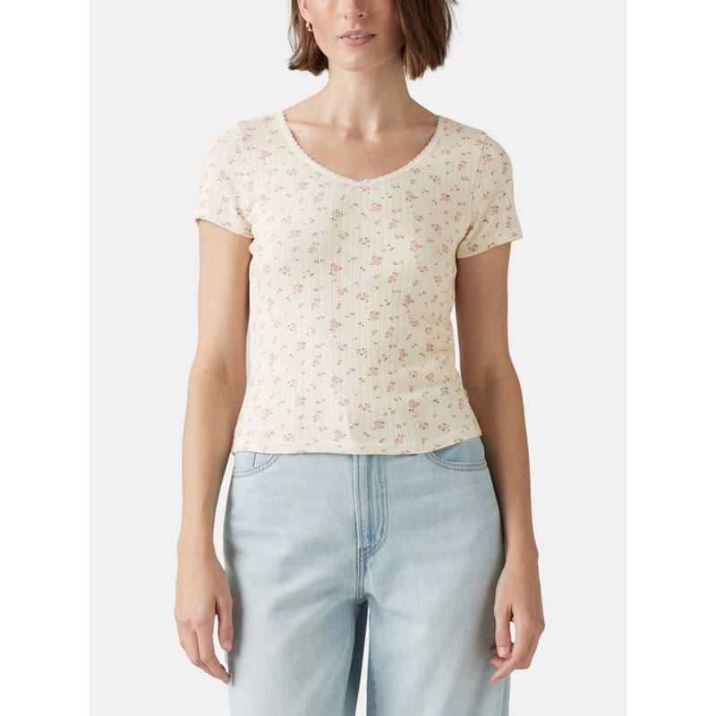 Sweetie Pointelle Isabel Floral Cameo Pink T-Shirt