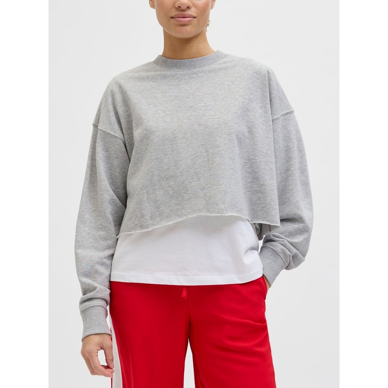 Caia Crop Crewneck Sweatshirt|XS|SM|MED|LRG|LIGHT GREY MELANGE|SKYWAY