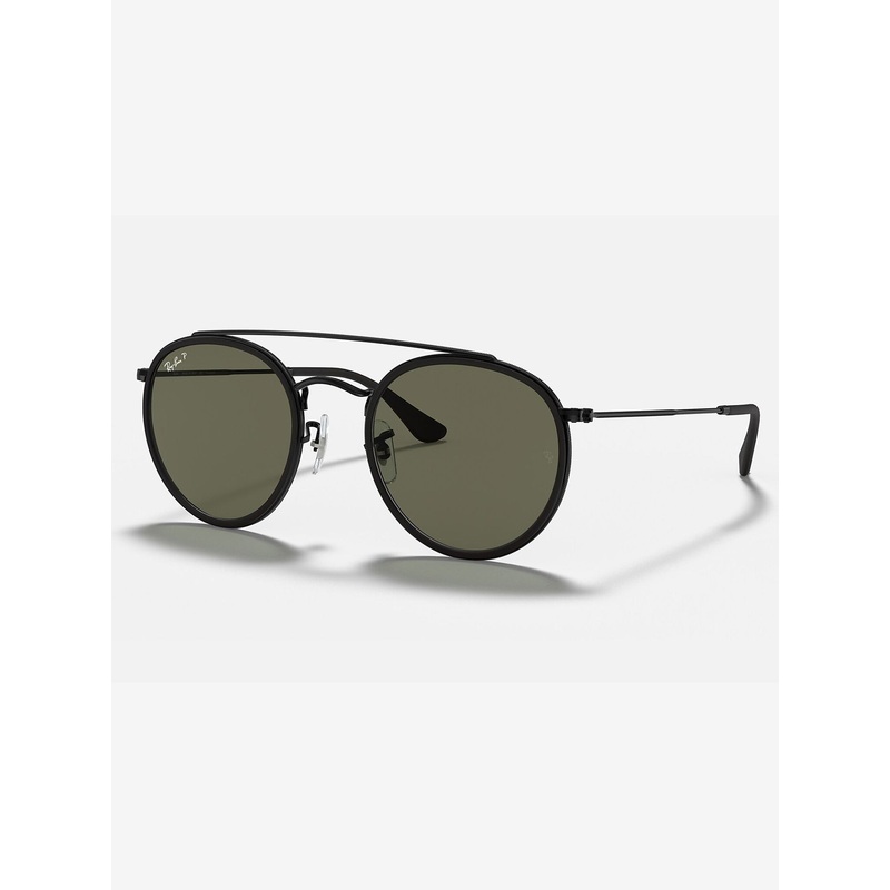 Round Double Bridge Black/G-15 Green Sunglasses