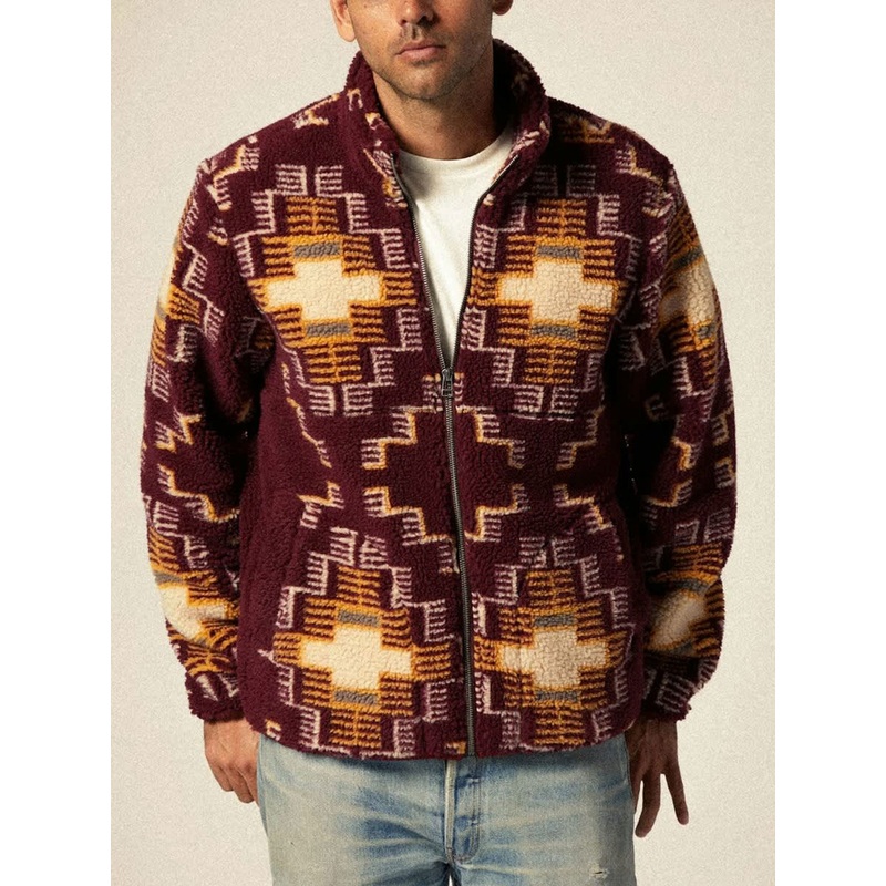 Artic Fleece Mock Neck Light Cabernet Jacket