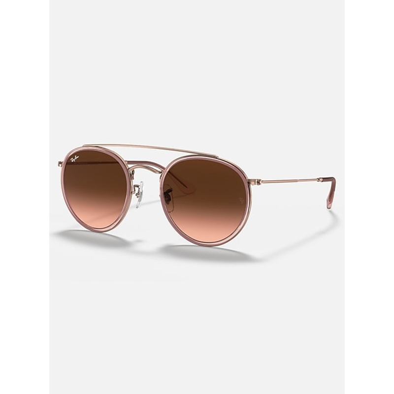 Round Double Bridge Polished Copper/ Brown Gardient Sunglasses