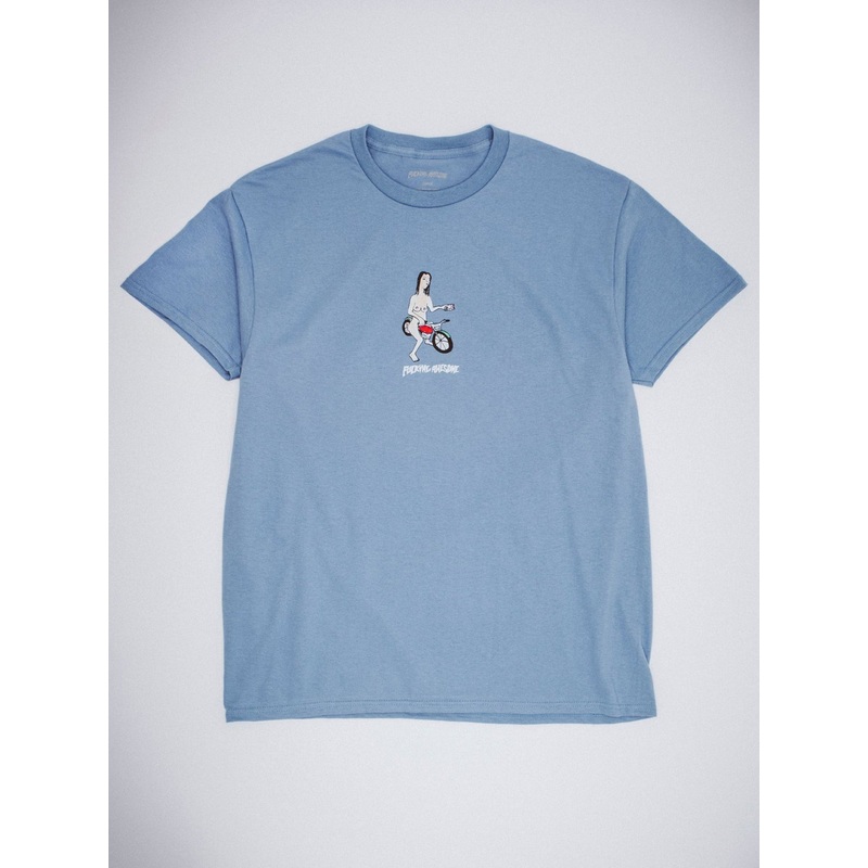 Bike Girl T-Shirt|MED|LRG|XL|HEATHER GREY|STONE BLUE