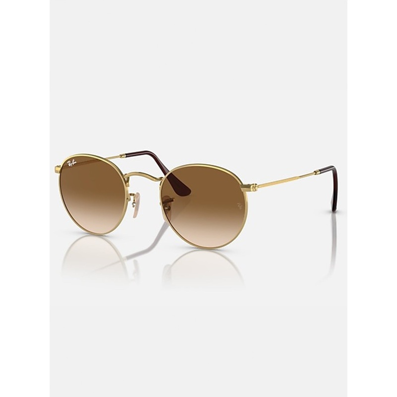 Round Metal Flat Arista Gold/Brown Sunglasses