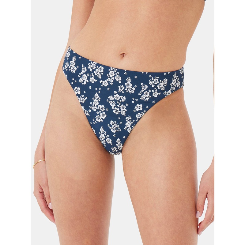 Hibiscus Haven Mid Rise High Leg Mod Bikini Bottom