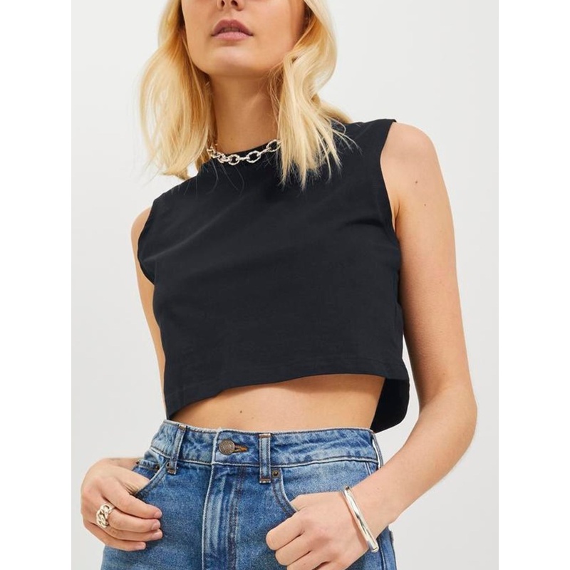 Alvira Crop Tank Top|XS|SM|MED|LRG|BLACK|BRIGHT WHITE|MORNING GLORY