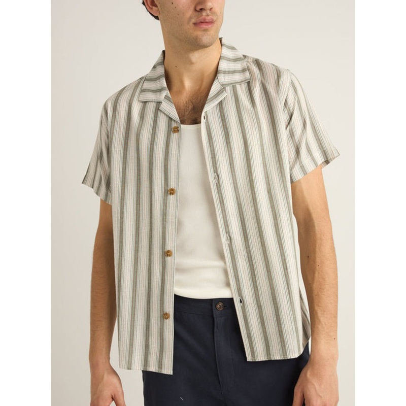 Vacation Stripe Short Sleeve Buttondown Shirt