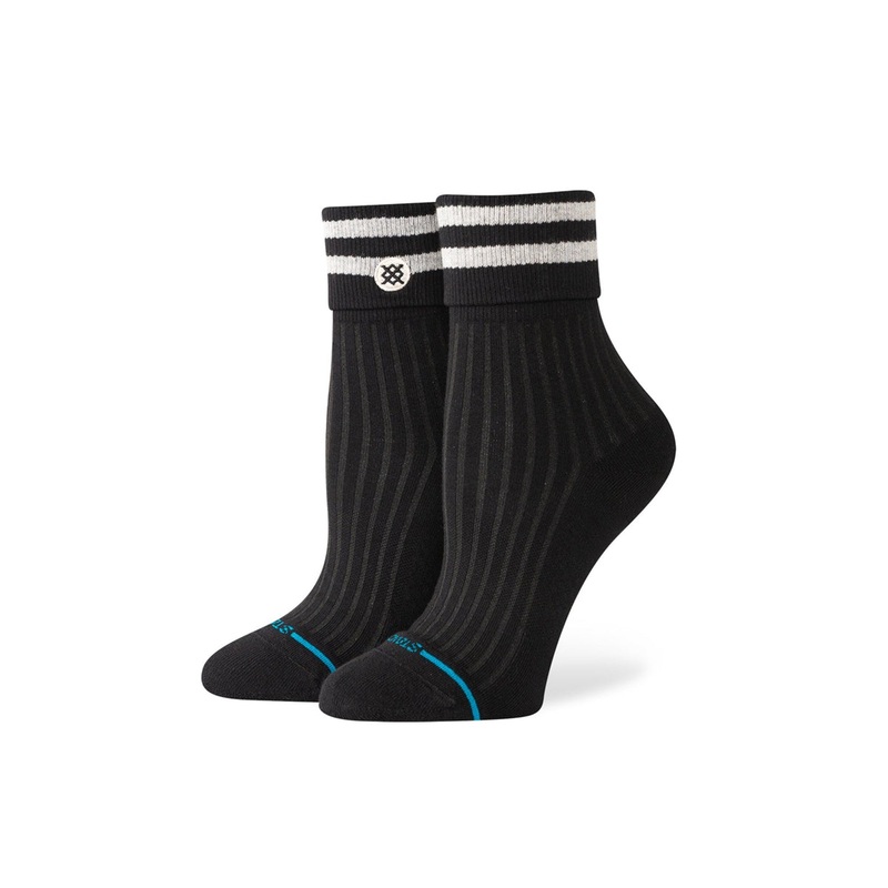 Roll Cuff Quarter Black Socks|SM|MED|BLACK (BLK)