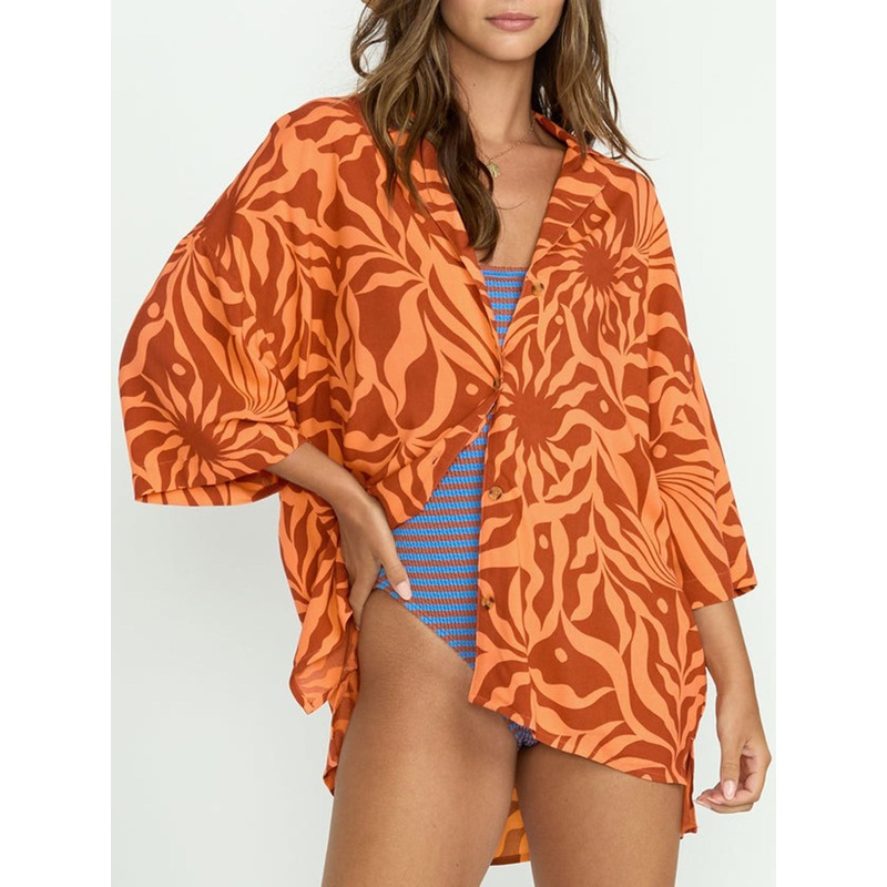 Beach Side Printed Short Sleeve Buttondown Shirt