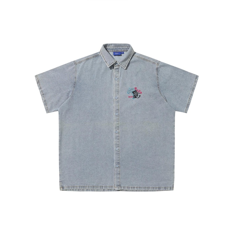 Bad Washed Denim Short Sleeve Buttondown Shirt
