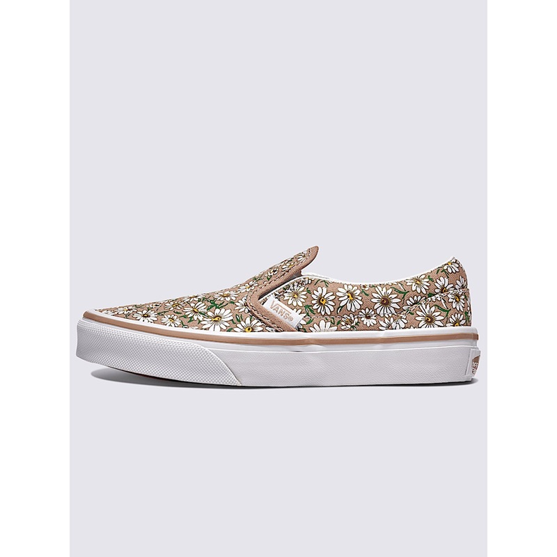 Classic Slip-On Daisies Brown/True White Shoes (Kids)