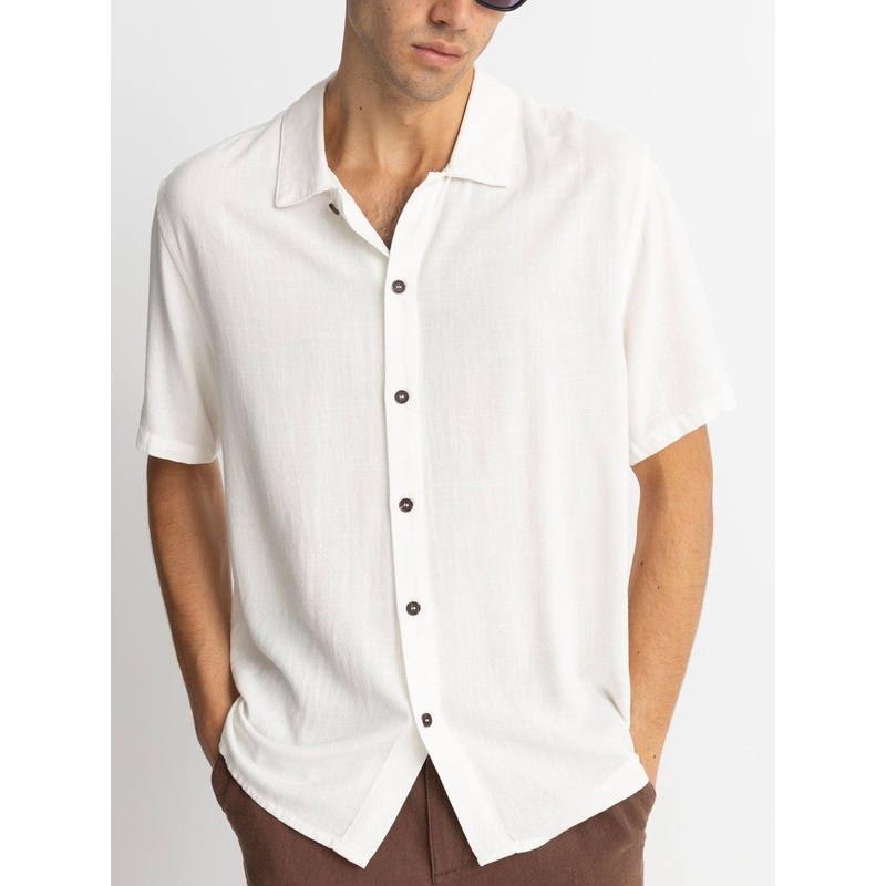 Textured Linen Short Sleeve Buttondown Shirt