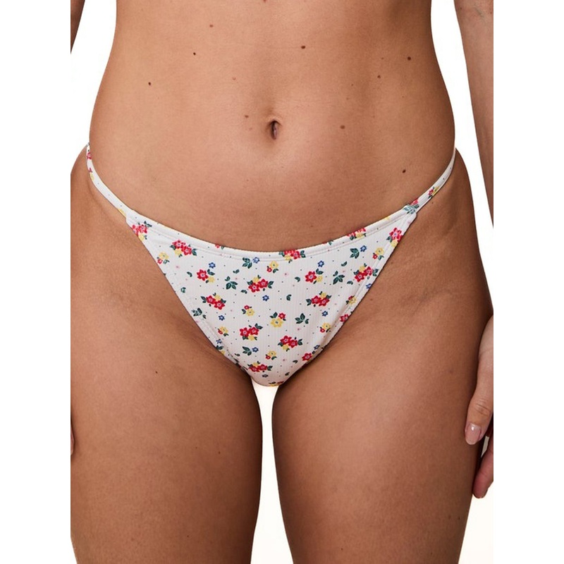 Emy Rib Bikini Bottom|SM|MED|LRG|FLOWERS AND POLKA DOTS