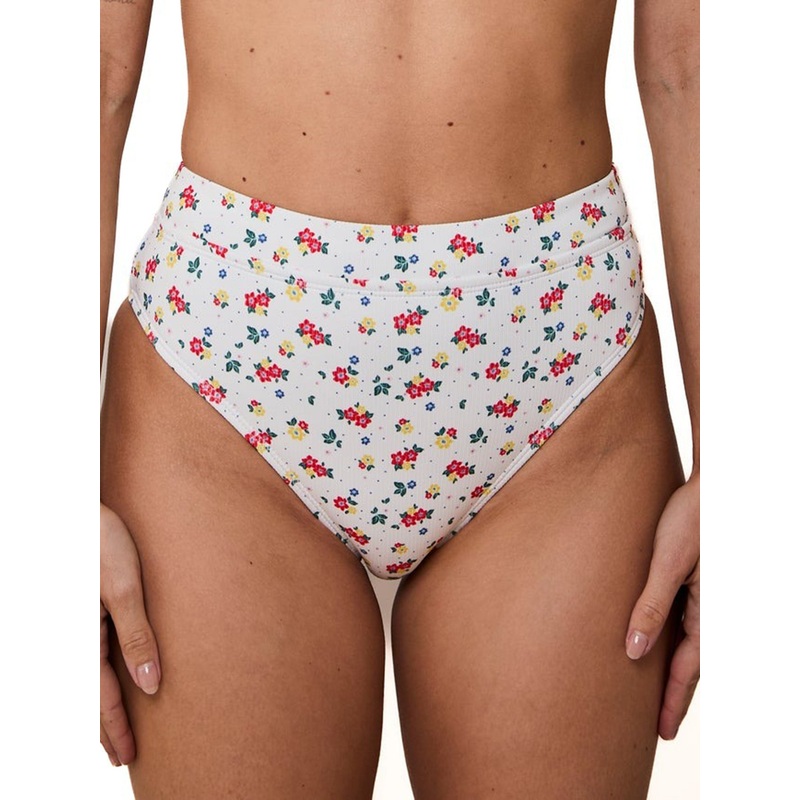 Genevieve Rib Bikini Bottom|SM|FLOWERS AND POLKA DOTS