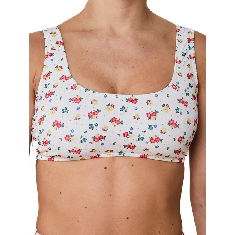 Genevieve Rib Bikini Top|SM|MED|LRG|FLOWERS AND POLKA DOTS