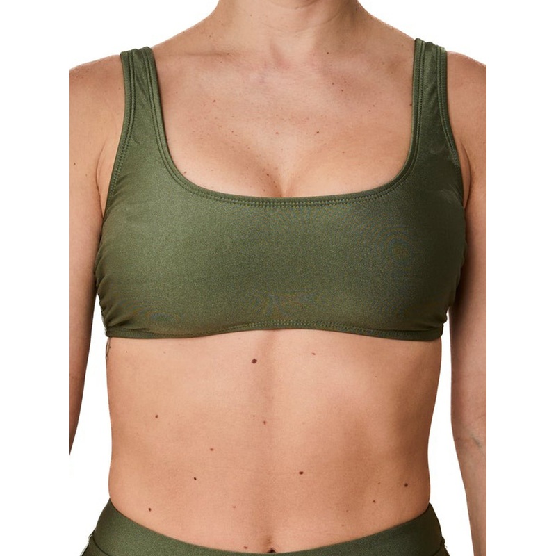 Genevieve Shiny Bikini Top|SM|KHAKI GREEN
