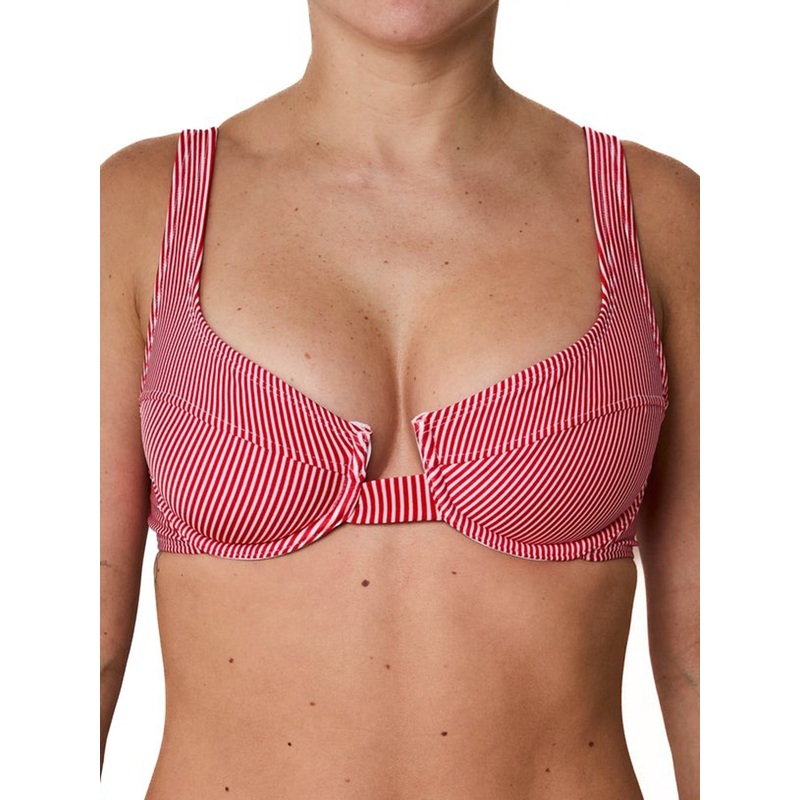 Georgette Shiny Bikini Top|SM|MED|LRG|RED STRIPES