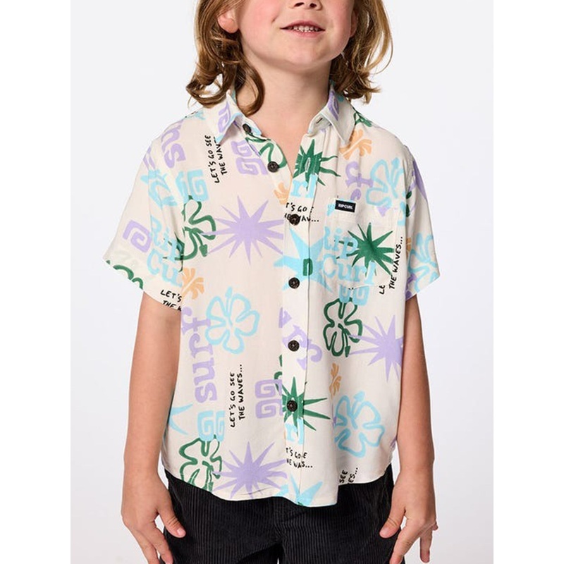 Wave Dayz Short Sleeve Buttondown Shirt (Boys 2-7)