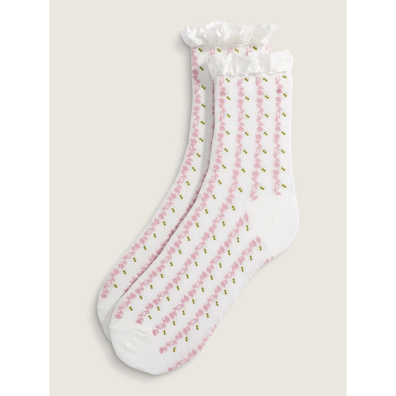 Sereno Lace Socks|MED|SM|MARSHMALLOW (FS8)|BLACK (BLK)