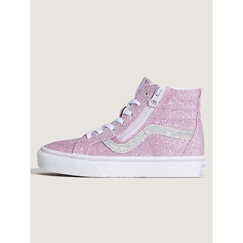 Sk8-Hi Reissue Side Zip Glitter Lilac Mist Shoes (Kids)
