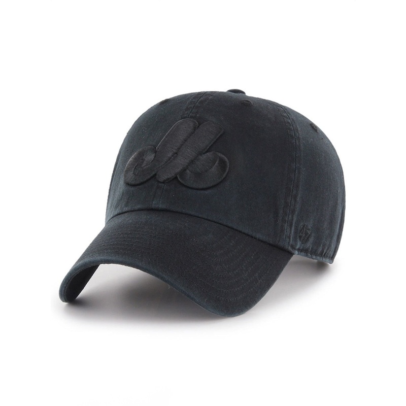 Clean Up Black On Black Montreal Expos Strapback Hat