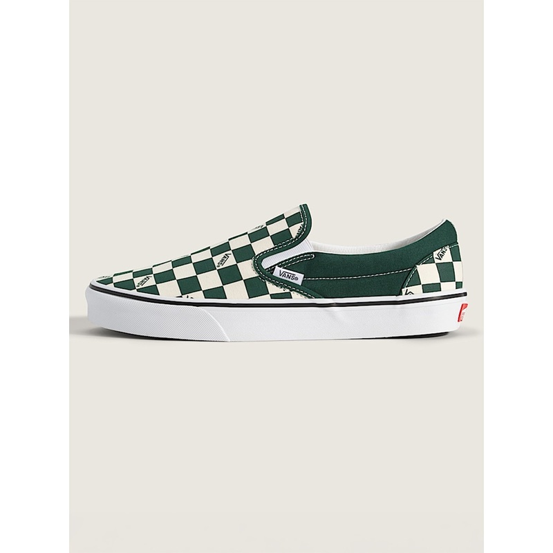 Classic Slip-on Vans Checkerboard Emerald Green Shoes