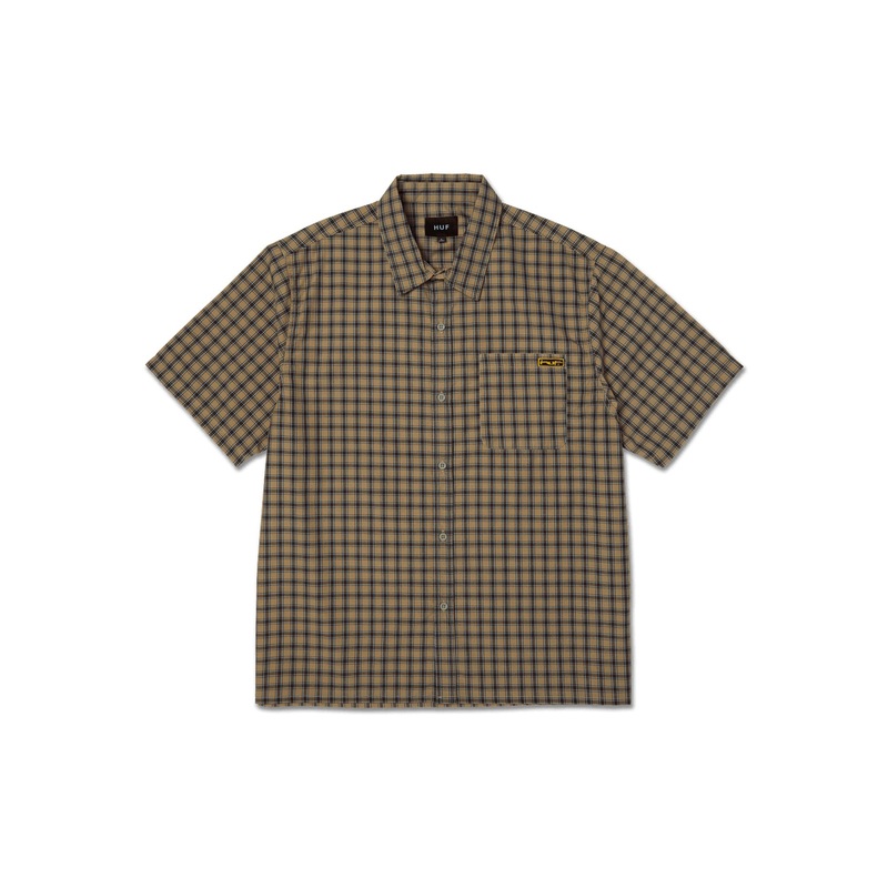 Stretch Micro Plaid Short Sleeve Bttondown Shirt
