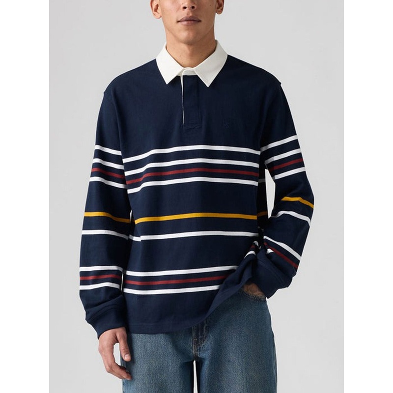 Union Rugby Theo Stripe Marine Blazer Polo Shirt