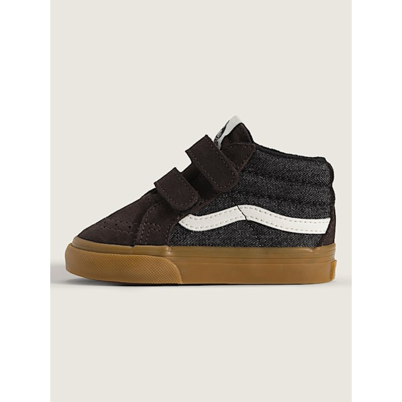 Sk8-Mid Reissue V Black Denim Shoes (Little Kids)