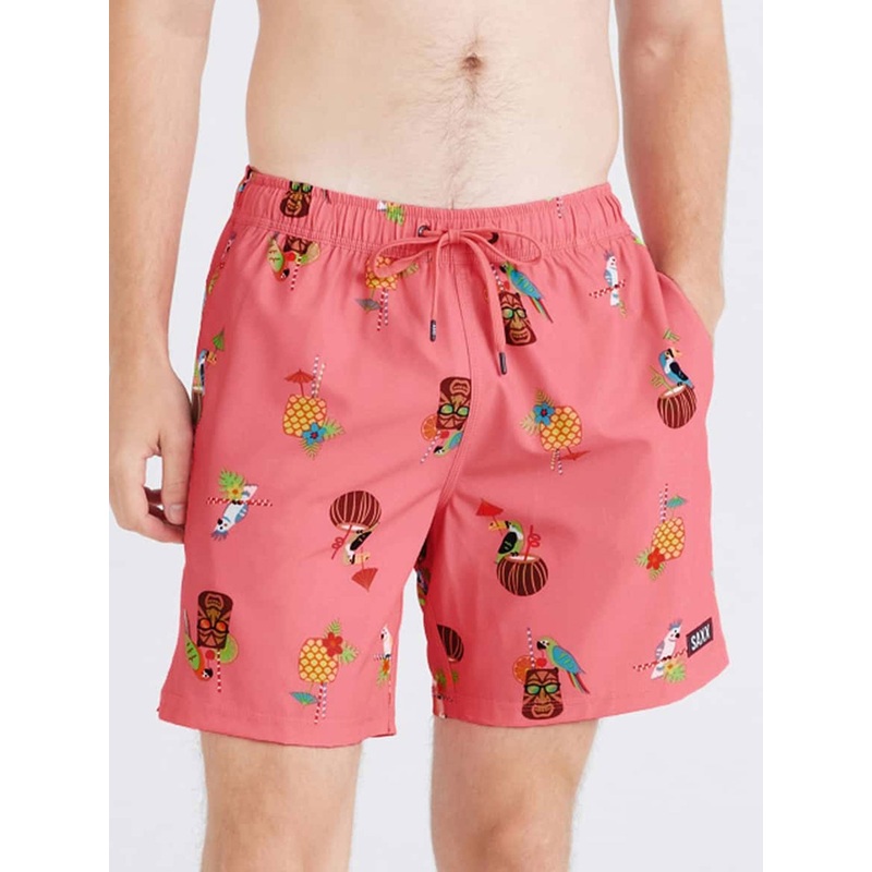 Oh Buoy Volley 2-In-1 7” Birds Of Paradise Coral Boardshorts