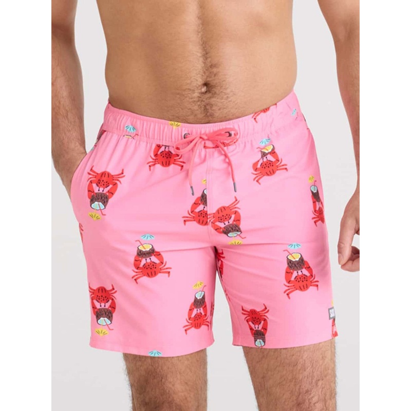 Oh Buoy Volley 2-In-1 7” Crabe Cocktail Pink Boardshorts