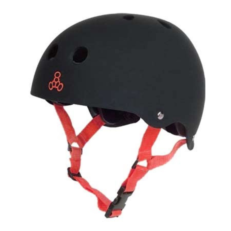 Triple 8 The Heed Helmet|Black Rubber/ Red|White|Extra Extra Large