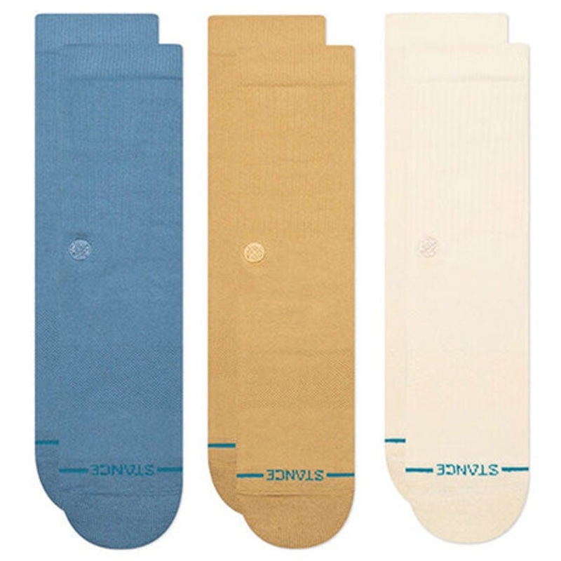 Stance Icon 3 Pack Socks|White|Black|Multi-Color|Cream|Grey Heather|Chive|Navy|Large
