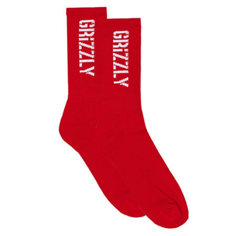 Grizzly Stamp Crew Socks|Black|Red|One size fits all