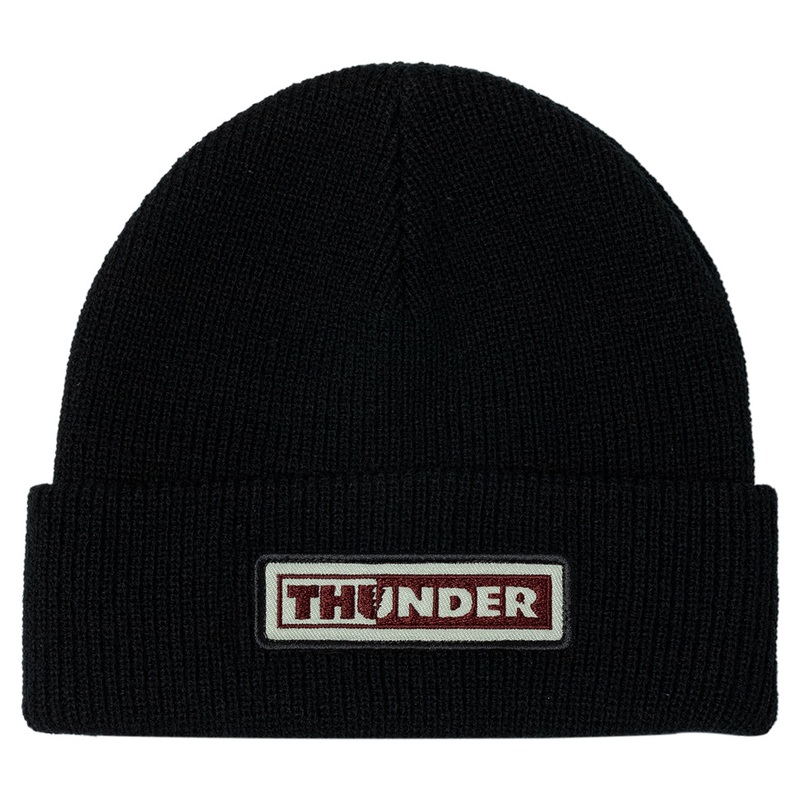 Thunder Bolts Patch Beanie|Grey|Black/ Maroon|One size fits all