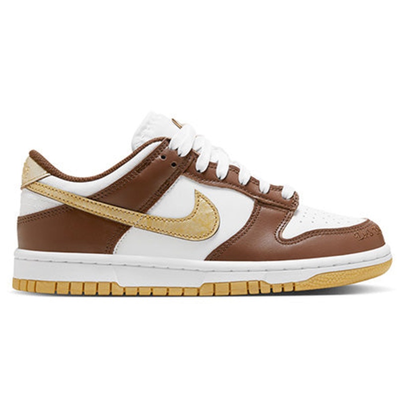 Nike Dunk Low GS Shoes|White/ Metallic Gold-White-Cacao Wow|3.5Y|4Y|4.5Y|5Y|5.5Y|6Y|6.5Y|7Y
