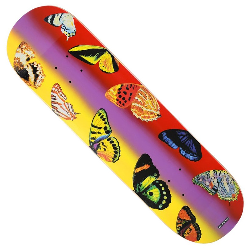 Quasi Butterfly Deck|Red/Purple/Yellow|Green/Yellow/Purple|8.5 x 32.125 WB:14.25|8.25 x 32.125 WB:14.25