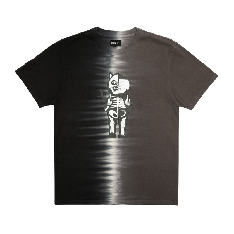 Skelly Anatomy Split Tie Dye Tee (Black/Charcoal Split Tie Dye)