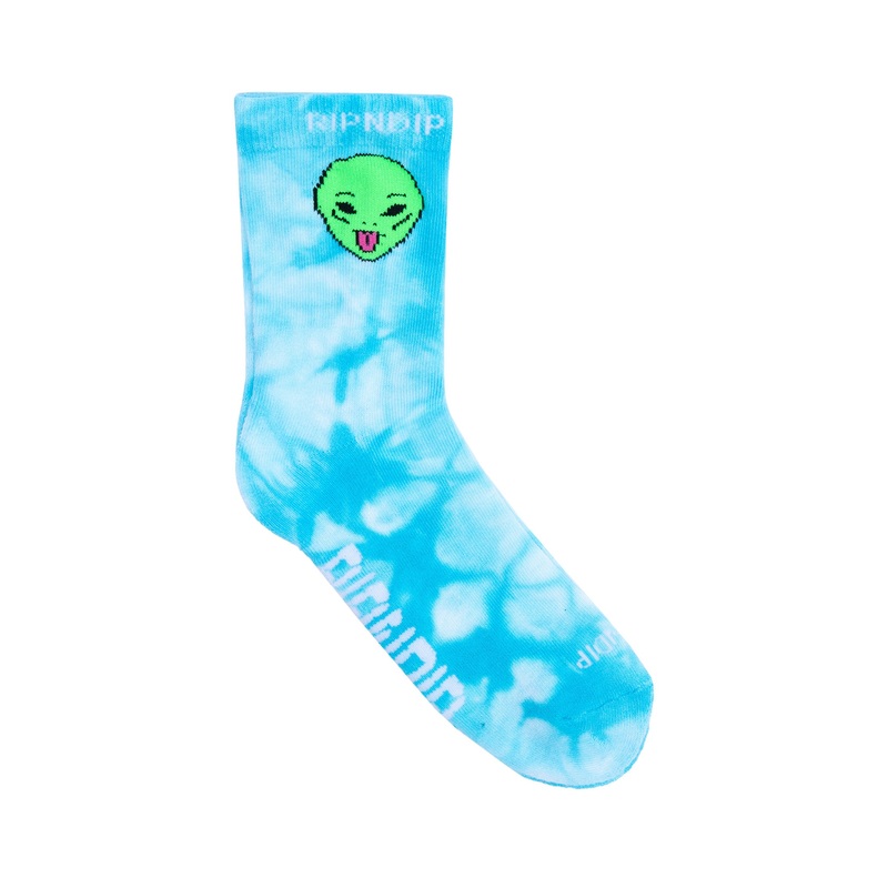 We Out Here Mid Socks (Light Blue Tie Dye)