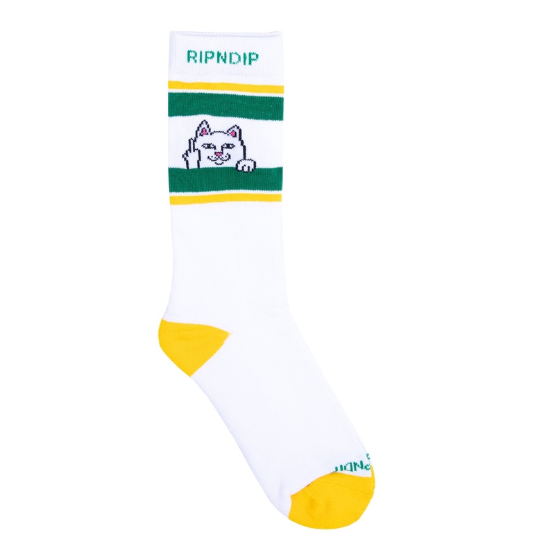 Peeking Nermal Socks (White/Green)