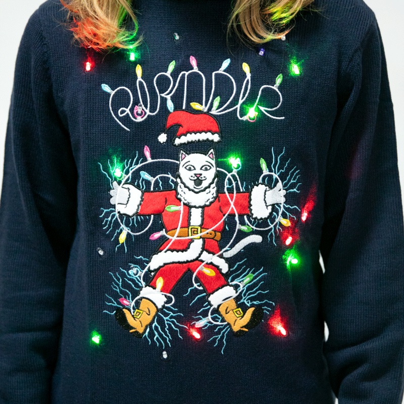 Electrifying Santa Light Up Sweater (Navy)