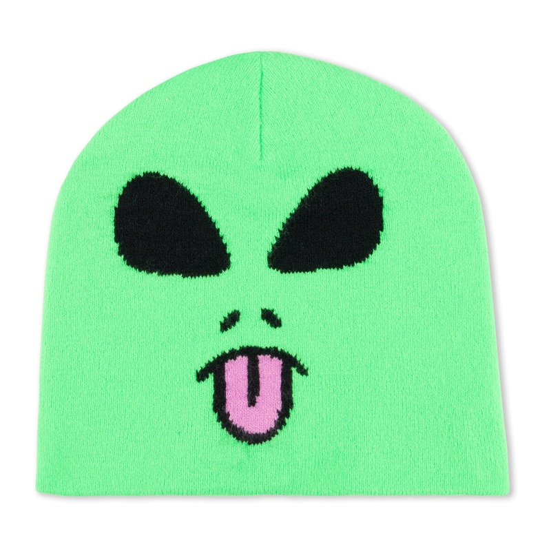 Alien Face Beanie (Green)|One Size