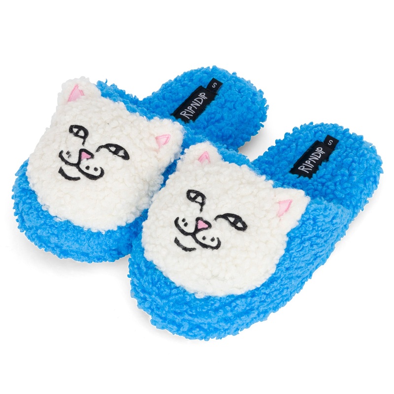Lord Nermal Plush Face House Slippers (Blue)