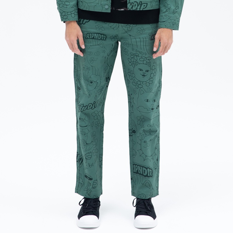 scribble-cotton-twill-pants-forest-green_1 Scribble Cotton Twill Pants (Forest Green)