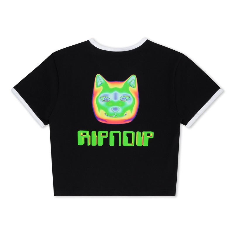 Thermal Nermal Cropped Ringer Tee (Black)