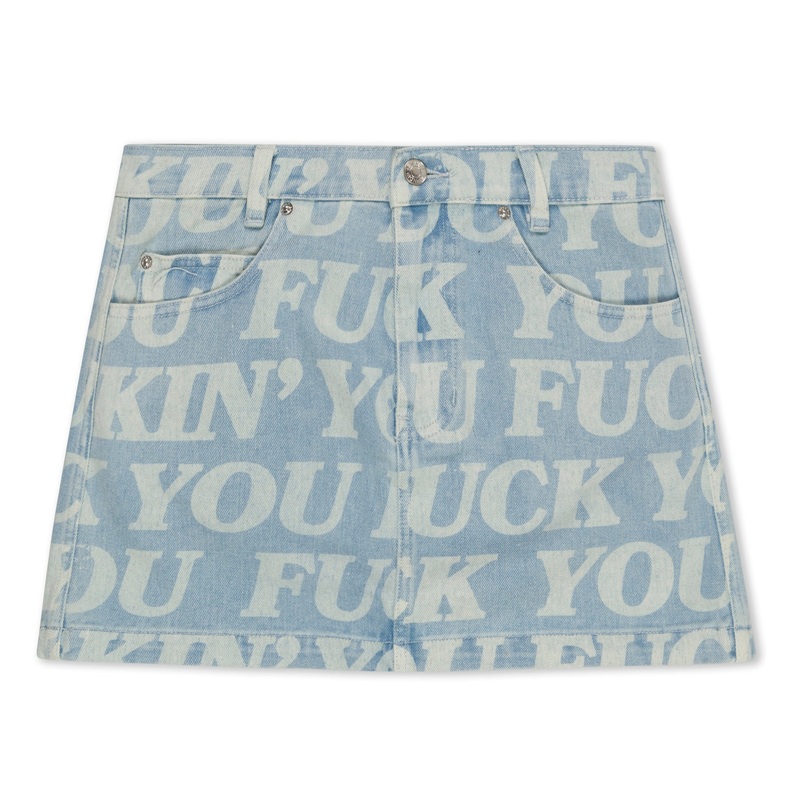 Fuckin Fuck Denim Mini Skirt (Light Wash)